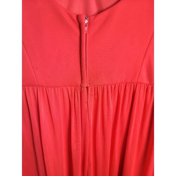 David's Bridal Elegant Coral Sleeveless Maxi Dress With Draped Front & Back - Picture 5 of 13